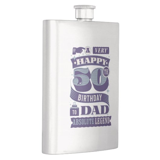  ヴィンテージレトロスタイルタイポグラフィ50番目の誕生日パパ  フラスク (右)