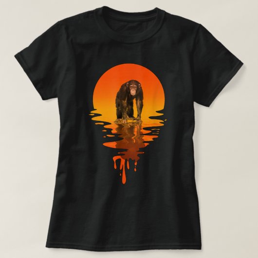 ヴィンテージレトロスタイルチンパンジー Tシャツ (デザイン正面)
