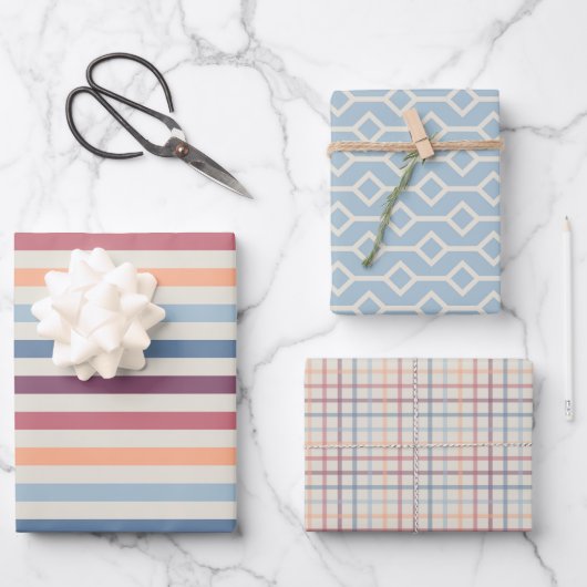 ヴィンテージレトロスタイルパターン、無料パック ラッピングペーパーシート (正面)