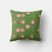 ヴィンテージレトロスタイルピンクグリーン水玉模様枕 クッション (裏面)