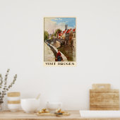 ヴィンテージレトロスタイルブルージュ旅行広告 ポスター (キッチン)