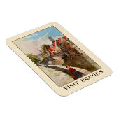 ヴィンテージレトロスタイルブルージュ旅行広告 マグネット (右側)