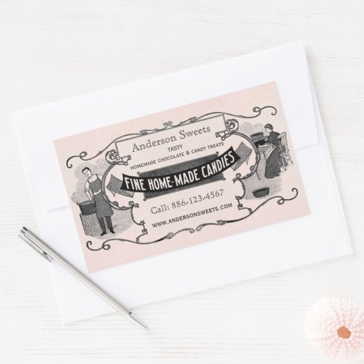 ヴィンテージレトロスタイル自家製キャンディカスタムラベル 長方形シール (封筒)