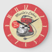 ヴィンテージレトロスタンドミパーソナライズされたキサー ラージ壁時計 (正面)