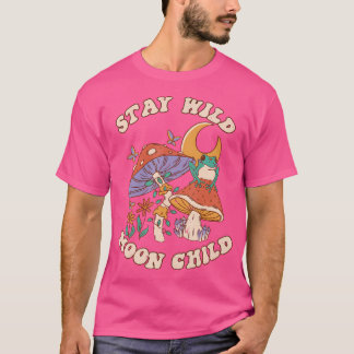 ヴィンテージレトロステイワイルドムーンチャイルドカエルH Tシャツ