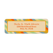 ヴィンテージレトロストライプのウェーブファミリーアドレスデザイン ラベル (正面)