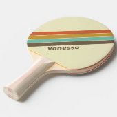 ヴィンテージレトロストライプのレインボー 卓球ラケット (正面アングル)