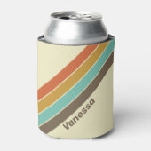 ヴィンテージレトロストライプのレインボー 缶クーラー (缶正面)