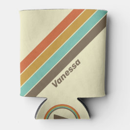 ヴィンテージレトロストライプのレインボー 缶クーラー