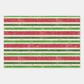 ヴィンテージレトロストライプクリスマスと星 ラッピングペーパーシート (正面3)