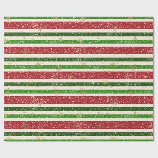 ヴィンテージレトロストライプクリスマスと星 ラッピングペーパー (フラット)