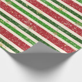 ヴィンテージレトロストライプクリスマスと星 ラッピングペーパー (角)