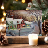 ヴィンテージレトロスノーカバーハウスクリスマス シーズンカード