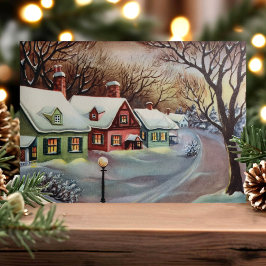 ヴィンテージレトロスノーカバーハウスクリスマス シーズンカード