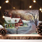 ヴィンテージレトロスノーカバーハウスクリスマス シーズンカード