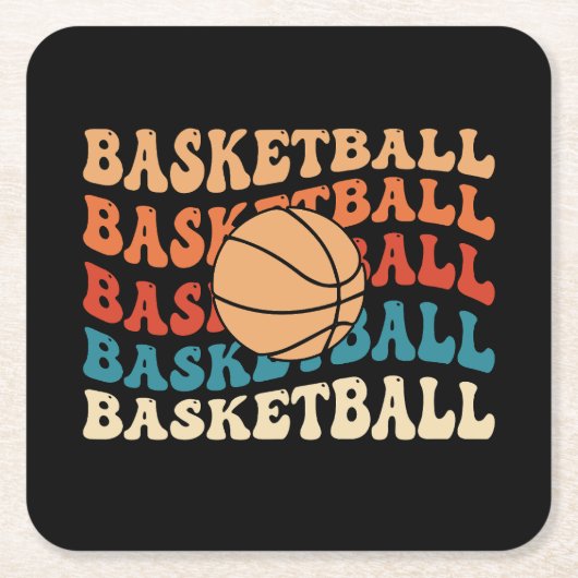 ヴィンテージレトロスポーツタイポグラフィデザイン スクエアペーパーコースター (正面)