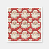 ヴィンテージレトロスマイルサンタ顔レッド スタンダードカクテルナプキン (正面)
