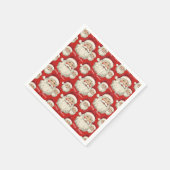 ヴィンテージレトロスマイルサンタ顔レッド スタンダードカクテルナプキン (角)