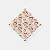 ヴィンテージレトロスマイルサンタ顔 スタンダードカクテルナプキン (角)