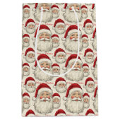 ヴィンテージレトロスマイルサンタ顔 ミディアムペーパーバッグ (正面)