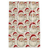 ヴィンテージレトロスマイルサンタ顔 ミディアムペーパーバッグ (裏面)