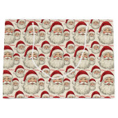 ヴィンテージレトロスマイルサンタ顔 ラージペーパーバッグ (正面)