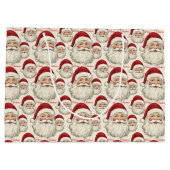 ヴィンテージレトロスマイルサンタ顔 ラージペーパーバッグ (裏面)