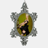 ヴィンテージレトロスロットマシンカジノウィンピンナップガール スノーフレークピューターオーナメント (左)