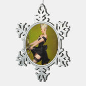 ヴィンテージレトロスロットマシンカジノウィンピンナップガール スノーフレークピューターオーナメント (右)