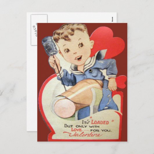 ヴィンテージレトロセーラーバレンタイン シーズンポストカード (正面/裏面)