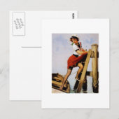 ヴィンテージレトロセーラーピンアップガール ポストカード (正面/裏面)