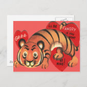 ヴィンテージレトロタイガーバレンタインカード シーズンポストカード (正面/裏面)