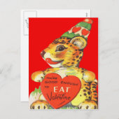 ヴィンテージレトロタイガーバレンタインカード シーズンポストカード (正面/裏面)