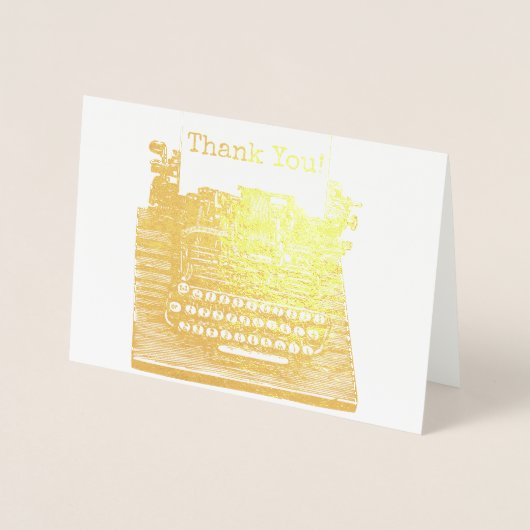 ヴィンテージレトロタイプライターありがとうご注意 箔カード (正面)
