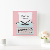 ヴィンテージレトロタイプライターと紙デザイン スクエア壁時計 (ホーム)