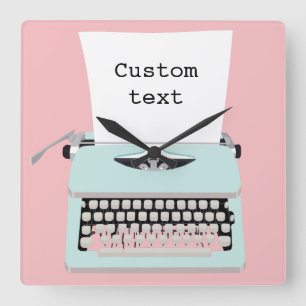 ヴィンテージレトロタイプライターと紙デザイン スクエア壁時計