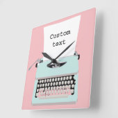 ヴィンテージレトロタイプライターと紙デザイン スクエア壁時計 (傾斜)