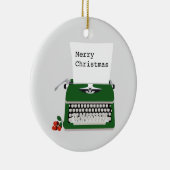 ヴィンテージレトロタイプライターホリデーアクリスマスデザイン セラミックオーナメント (右)