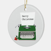 ヴィンテージレトロタイプライターホリデーアクリスマスデザイン セラミックオーナメント (左)