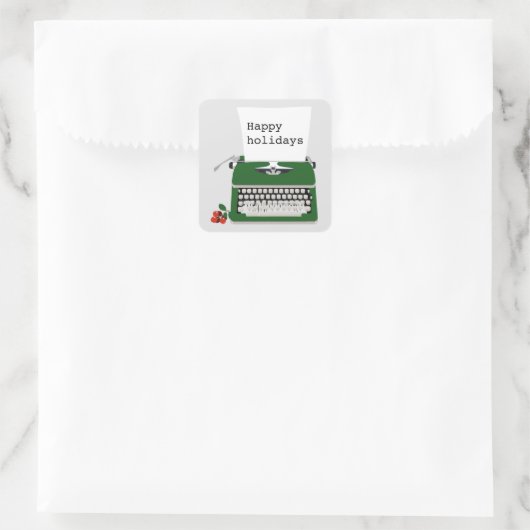 ヴィンテージレトロタイプライター休日クリスマスデザイン スクエアシール (バッグ)