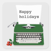ヴィンテージレトロタイプライター休日クリスマスデザイン スクエアシール (正面)