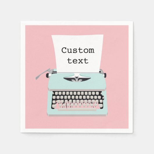 ヴィンテージレトロタイプライター及び紙デザイン スタンダードカクテルナプキン (正面)