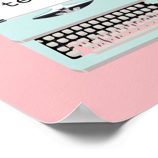 ヴィンテージレトロタイプライター及び紙デザイン ポスター (角)