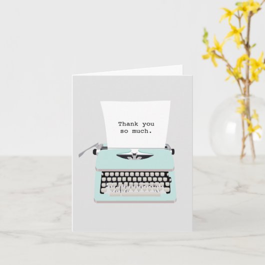 ヴィンテージレトロタイプライタ及びカスタマイズ紙 カード (黄色い花)