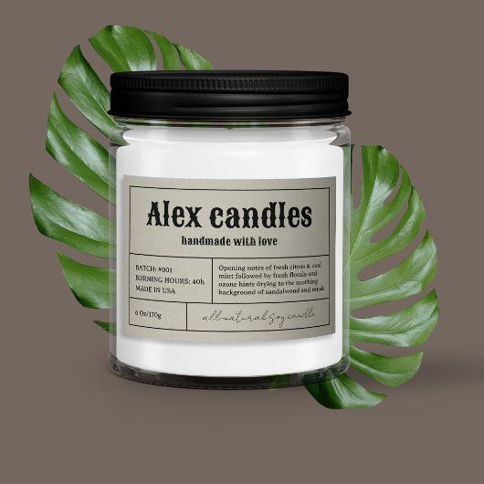 ヴィンテージレトロタイポグラフィろうそく製品ラベル フードラベル