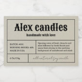 ヴィンテージレトロタイポグラフィろうそく製品ラベル フードラベル (シングルラベル)