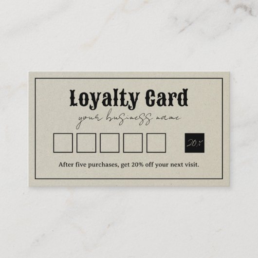 ヴィンテージレトロタイポグラフィロゴロイヤリティカード ロイヤリティカード (正面)