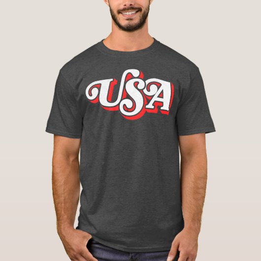 ヴィンテージレトロタイポグラフィ愛国7月4日 Tシャツ (正面)