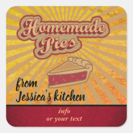 ヴィンテージレトロタイポグラフィ自家製パイ スクエアシール