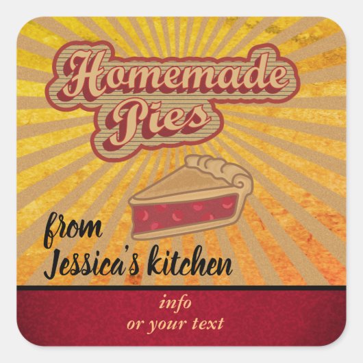 ヴィンテージレトロタイポグラフィ自家製パイ スクエアシール (正面)